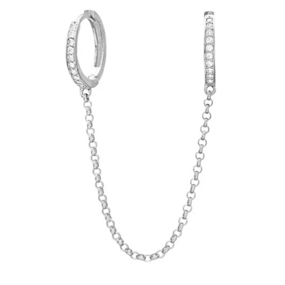 100% 925 sterling 2 handcuff earrings with chain can be styled many ways